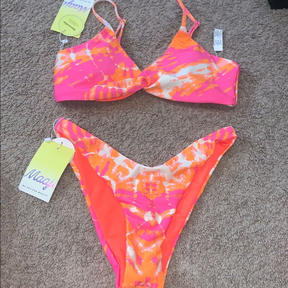 Maaji Neon Pink and Orange Bikini medium
